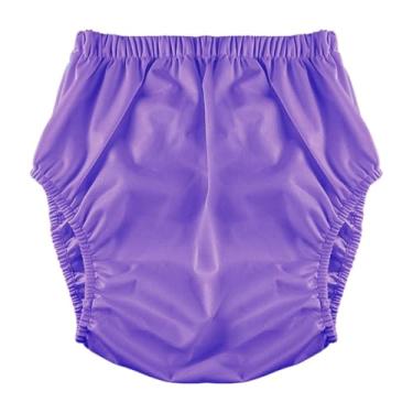 Imagem de predolo Capa de fralda para adultos à prova d'água, respirável, confortável, cueca lavável, capa de puxar, suprimentos elegantes, proteção para roupa, Roxo, L