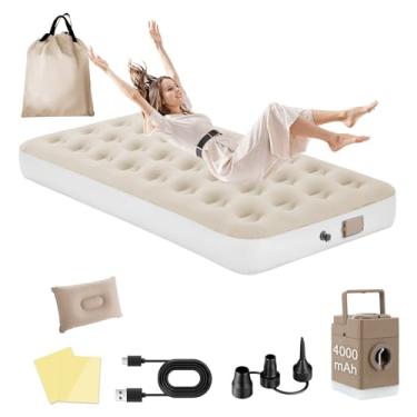 Imagem de Colchão Inflável de Ar Queen Individual,190cm×95cm×25cm, 2025 NEW Actualizar a Qualidade, com Bomba Rápida Inflação/Deflação, Terno Comfort, Camping, Viagem, Portátil Impermeável