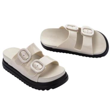 Imagem de Sandália Melissa Cozy Platform Feminina Preto Branco, Bege, Preto, 36