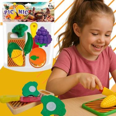 Imagem de Kit Brinquedo Cozinha Infantil 33 Pçs Frutinhas Crec com tiras autocol