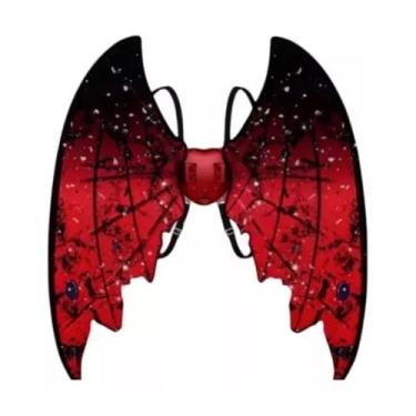 Imagem de Asa Com Led Fantasia Halloween De Borboleta Movimento E Som (Anjo das Sombras VERMELHO)