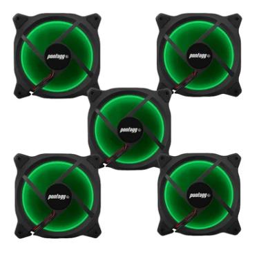 Imagem de Kit 5 Cooler Fan Bs Reinforced  Verde 15 LEDs Para Gabinete 120mm X 120mm