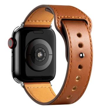 Imagem de Pulseira Marrom de Couro 42/44/45/49mm Compativel Seriee 4 5 6 7 8 ult