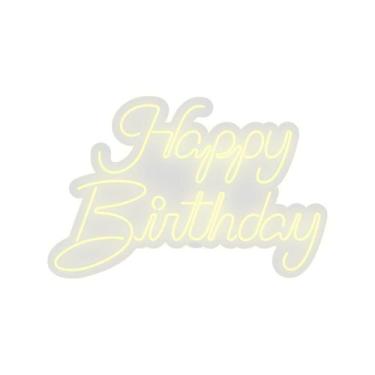 Imagem de Neon Led Em Acrílico Happy Birthday Branco Quente 0,63X0,41 - Davys Cr