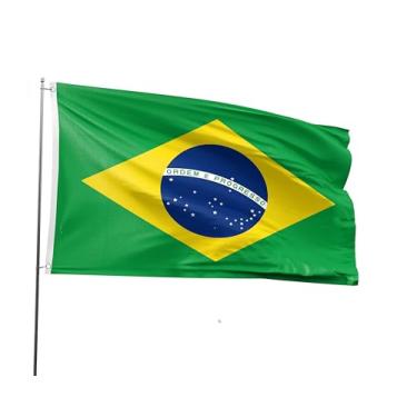 Imagem de Bandeira do Brasil, 1,2 x 1,8 m, bandeira da América Latina impressa em poliéster brasileiro com 2 ilhós para festival temático brasileiro evento desfile festa herança decoração do mês hispânico