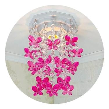 Imagem de 2X Lustre Infantil Decoração Quarto De Menina Bebê Borboleta