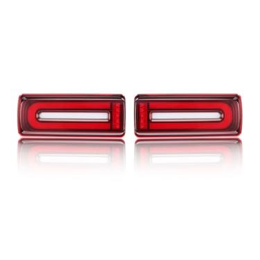 Imagem de BINB ROAD Par de lâmpadas de freio de luzes traseiras LED 4638201964 + 4638202064 compatível com Mercedes-Benz W463 G500 G55 AMG G550 G65 AMG 2006-2018, lente vermelha fumê