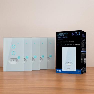 Imagem de Kit 5 Interruptor Smart Wi-fi 2.4GHz Alexa 2 Botões e Tomada 4x2 Bivol