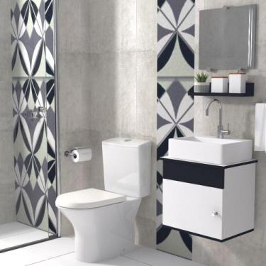 Imagem de Gabinete de Banheiro 44cm com Cuba de Marmore Sintetico e Espelho Comp