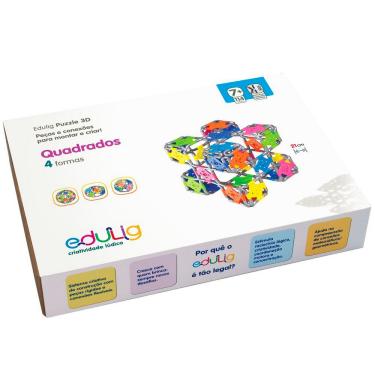 Imagem de Quebra-cabeça Edulig Puzzle 3D Quadrados 4 formas - VCRPSCHG4 - Edulig
