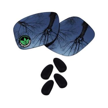 Imagem de Raydi Lentes de reposição de policarbonato e protetores de nariz para óculos de sol Maui Jim Red Sands - Espelho cromado preto - Polarizado