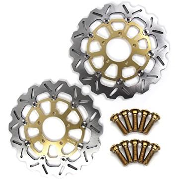 Imagem de Discos de freio dianteiro Arashi Rotores com parafusos de montagem para Kawasaki ZG1400 Concours 1400 2008-2010, Ninja ZX14R 06-17, GTR 1400 07-16, ZZR1400 2006-2007 ABS 2006-2021 dourado