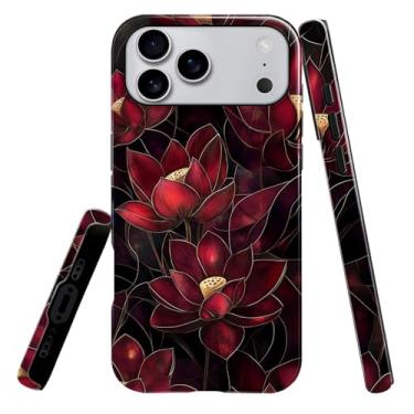 Imagem de heindiy Compatível com iPhone 17 Pro Max, capa brilhante, proteção total, à prova de choque, anti-arranhões, capa de TPU, capas para homem mulher - flor de lótus vibrante