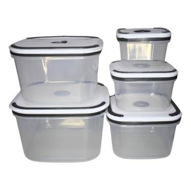 Imagem de Kit Potes Herméticos 5 Unidades Ideal para Micro-ondas Freezer e Lava Louças 360, 650, 1000, 1800 e 2300 ml