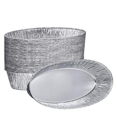 Imagem de Plastible Formas ovais de 2,3 kg - Assadeira descartável de alumínio - Ideal para cozinhar, assados, perus, carne, frango, costelas - 30 cm C x 15 cm L x 7,6 cm A (pacote com 30)