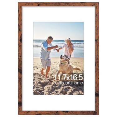Imagem de decorUhome Porta-retrato A3, exiba imagens 21 x 29 cm com tapete ou 29 x 40 cm sem tapete, moldura para fotos de parede, marrom envelhecido, 1 pacote