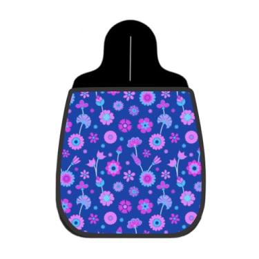 Imagem de Lixeira De Carro Organizador Lixinhocar Flores Retrô Pink e Azul Fundo Marinho