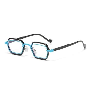Imagem de Óculos de sol retrô punk pequeno feminino, óculos de sol com lentes transparentes UV400, armação anti-luz azul masculina