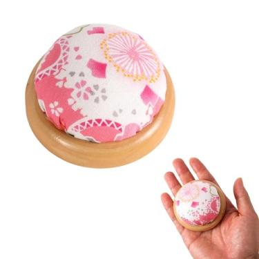 Imagem de Almofada Alfinetes Costura, Almofadas Alfinetes Redondas Adoráveis com Base de Madeira Acessórios Práticos para Porta-Agulhas de Costura Adequadas para Quilting Artesanato Faça Você Mesmo