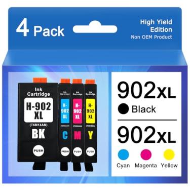 Imagem de LEDES Pacote de substituição de cartucho de tinta 902XL para HP 902XL 902 XL para impressoras HP Officejet Pro 6978 6968 6970 6960 6962 6958 6954 6950 6951 (preto ciano magenta amarelo)