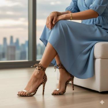 Imagem de Sandália feminina bico fino amarrar abotoar salto alto - Taty Morena c