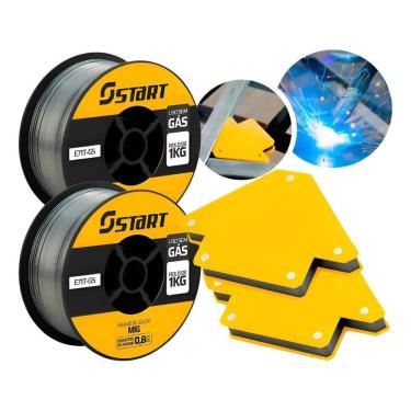 Imagem de Kit 2 Arame Solda Mig Uso Sem Gás 0,8Mm 1Kg E71T-Gs Start +