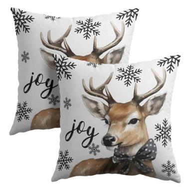 Imagem de Capa de travesseiro Granbey Deer Christmas 60x60cm, conjunto de 2 algo