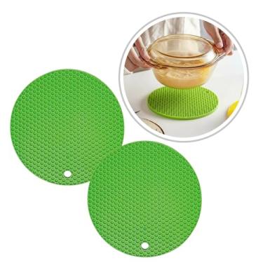 Imagem de Descanso de Panela Silicone Suporte Apoio Protetor Mesa Redondo Silicone Flexível 17cm (Verde, 2 Peças)