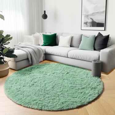 Imagem de ONASAR Tapete redondo verde sálvia de 1,8 m, tapete circular macio fofo para quarto de crianças, meninas, meninos, adolescentes, tapete felpudo fofo para berçário, sala de estar, sala de jogos,