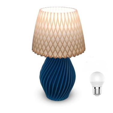 Imagem de Abajur LumináRia de Mesa PláStico Abs Sala Quarto Moderno com LâMpada，Requintado e Esteticamente Agradável(Azul-Royal)