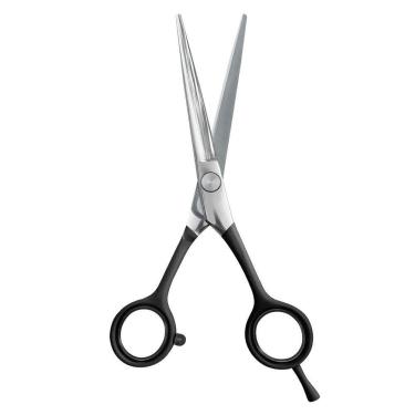 Imagem de Tesoura Profissional Soling Fio Navalha Premium Prata - Preta 5.5 Polegadas