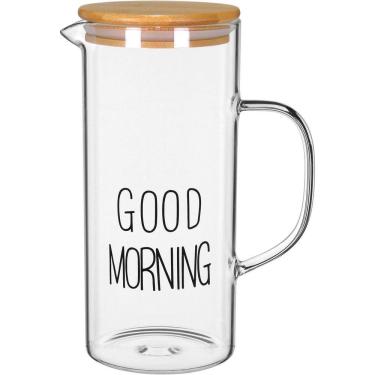 Imagem de Jarra Água Suco Home&co Com Tampa Bambu Borossilicato 1,2l 21x9x9cm Transparente