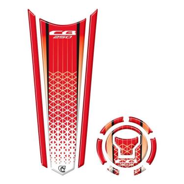 Imagem de Adesivo Protetor Tanque E Bocal Gravatona Honda Cb 250 Acima 2018 Vermelho