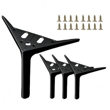 Imagem de SWTOOL Pernas de móveis de metal preto fosco de 12 cm, pés de móveis triangulares resistentes, faça você mesmo, pernas de substituição modernas para armário, sofá, poltrona, conjunto com 4
