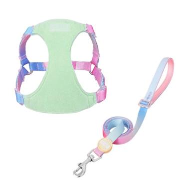 Imagem de Peitoral frontal em Y para cães pequenos – Colete ultraleve à prova de fuga de 49 g, almofada de peito de camurça e mudança de cor do pôr do sol (azul, M)