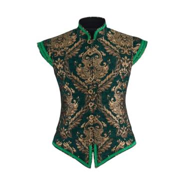 Imagem de Diajosa cos Colete masculino Tudor duplo vitoriano medieval renascentista Tudor príncipe rei fantasia Ren Faire Jerkin colete colete (verde, G)