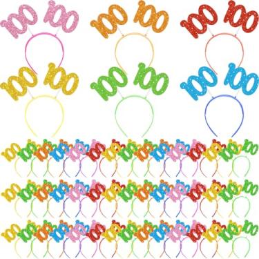 Imagem de Taiyin 72 Pcs 100 Days of School Headband Glittery 100th Head Boppers 100 Glittered Boppers Party Accessory for Kids