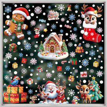 Imagem de Adesivos de janela de Natal 6 folhas, adesivos de janela 3D apresentando, flocos de neve, renas, pinguins, caixas de presente de doces e outros elementos. Um item essencial para um feliz Natal!