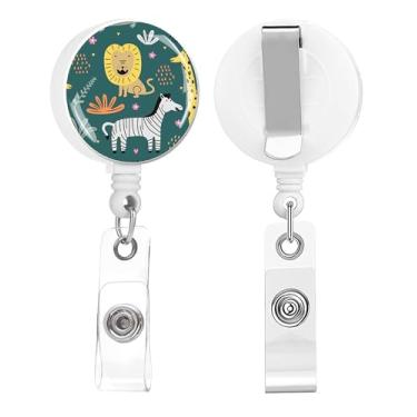 Imagem de Carretel de crachá, suporte retrátil de crachá de enfermeira com clipe jacaré, crachá, crachá, clipe para escritório, estudante, médico, enfermeira (pacote com 2 animais)