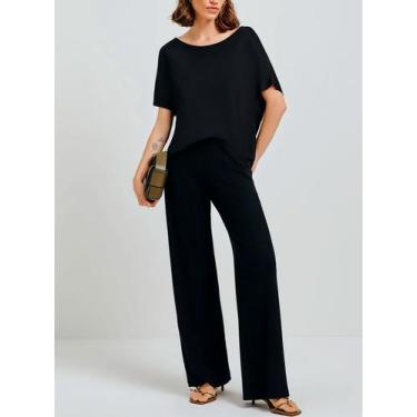 Imagem de Blusa Manga Curta Hering 4F9M Feminina Ampla Viscose T. P/XXG, G, N10,