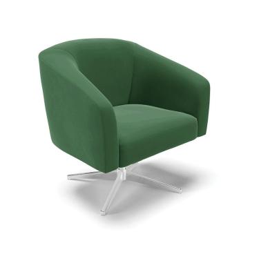 Imagem de Poltrona Giratória Stella Veludo Verde Base Cromada