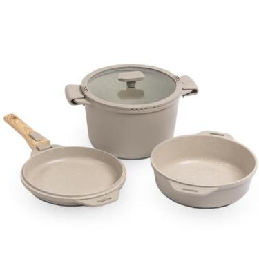 Imagem de Jogo de Panelas Empilhável Brinox Loft 7 Peças Antiaderente Ceramic Li