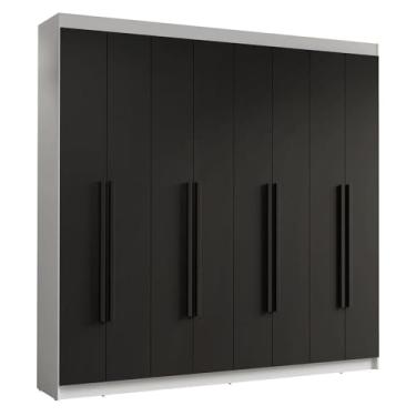 Imagem de Guarda-roupa Casal 8 Portas Batentes Branco/preto/preto Saturno Madesa