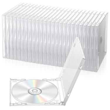 Imagem de 25 peças de caixas de joias para CD de 10,4 mm, transparentes, vazias, CDs em branco, estojo de armazenamento de joias com bandeja montada para casa, escritório, escola, CDs, DVDs, proteção e