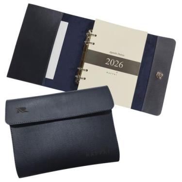 Imagem de Agenda Diária 2026 107-R Personalizada Raffai Couros, Azul Escuro