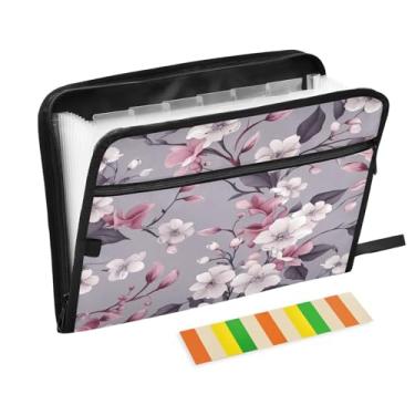Imagem de Wassud Pasta organizadora de arquivos de papel A4 com estampa de acordeão de flor violeta, pasta organizadora de documentos, com etiquetas, pasta de arquivo expansível, 13 bolsos