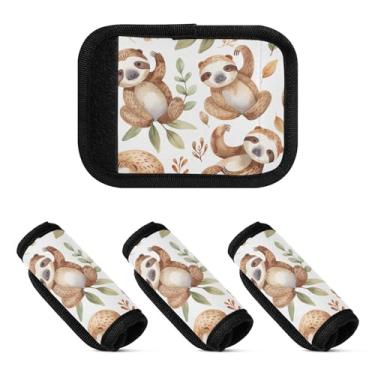 Imagem de Qilmy Pacote com 4 identificadores de bagagem de preguiça travessa, alça confortável, pega para carrinho de bebê, mala de viagem, acessórios de viagem de avião2370