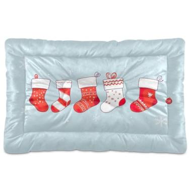 Imagem de Wassud Meias de Natal, cama de cachorro fofa, camas para cães pequenos, tapete lavável para animais de estimação, cama de gato para dormir, viagens, 45 x 61 cm