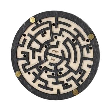 Imagem de TTETTZ Jogo de Labirinto de Madeira com Bolinhas de Gude, Jogo de Tabuleiro Divertido, Brinquedo Quebra-Cabeça para Crianças a partir de 6 Anos, Ótima Opção, Redondo