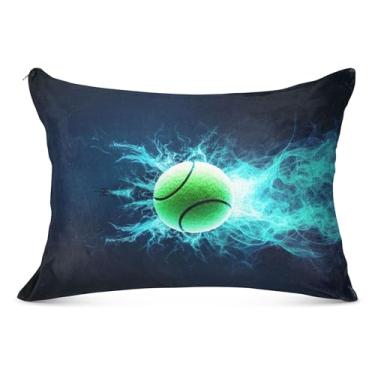 Imagem de Capa de almofada decorativa preta de bola de tênis com zíper King Queen tamanho padrão fronha fofa almofada confortável roupa de cama macia, tamanho king, 50,8 cm x 101,6 cm